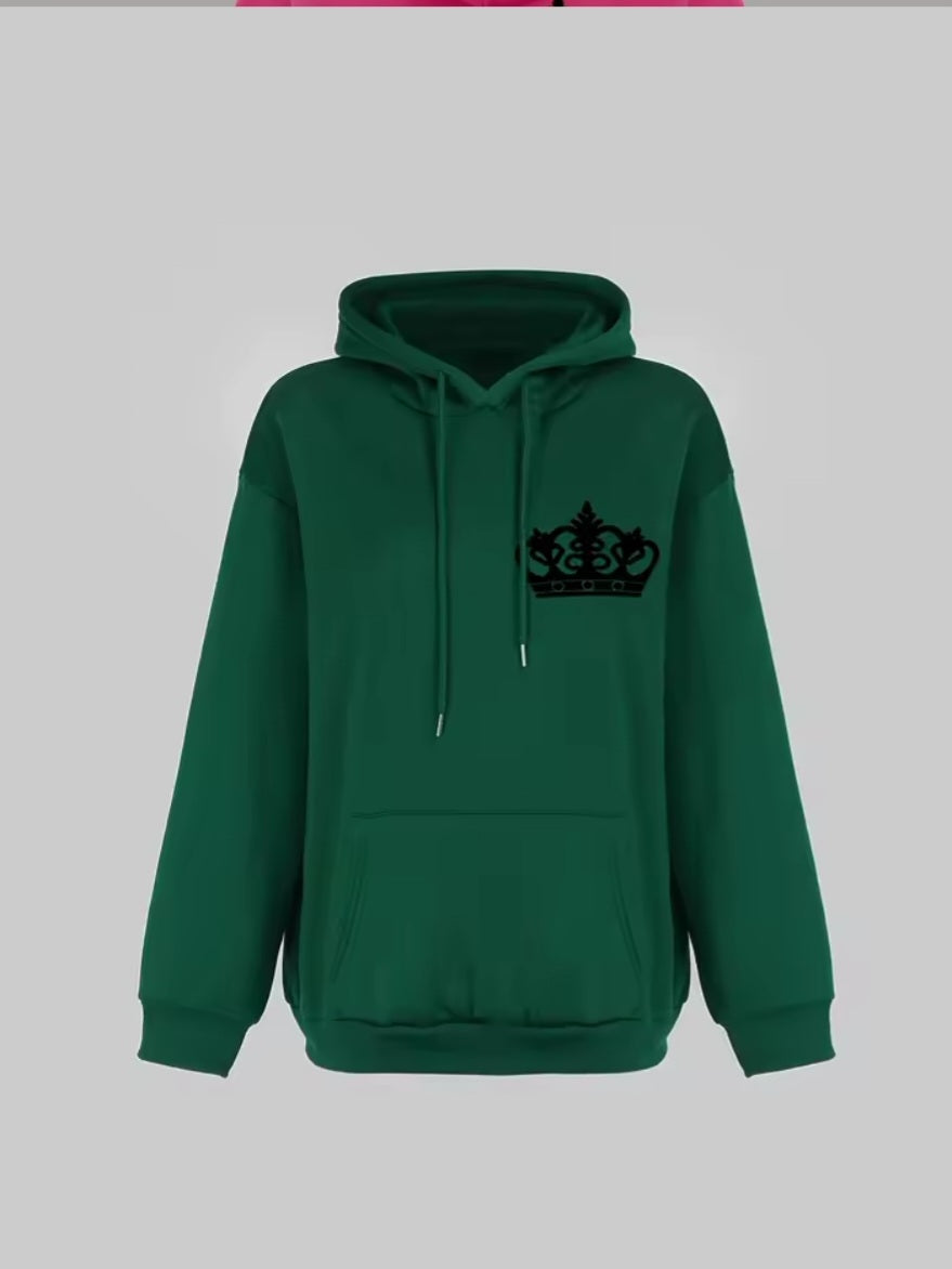 Basic Polyester Hoodie Alphabet Print 100% Polyester Women's Autumn and Winter Comfortable Pullover Crewneck Loose Female Clothes