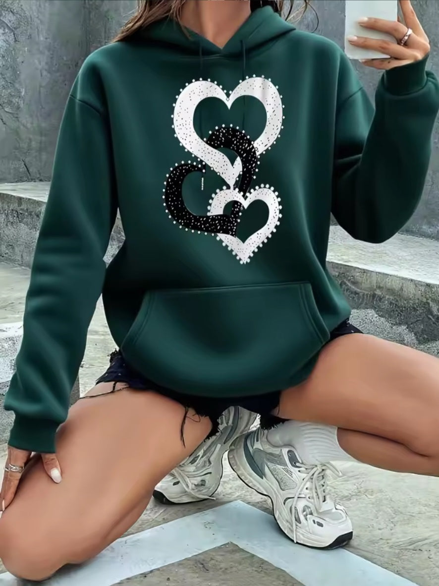 Basic Polyester Hoodie Alphabet Print 100% Polyester Women's Autumn and Winter Comfortable Pullover Crewneck Loose Female Clothes
