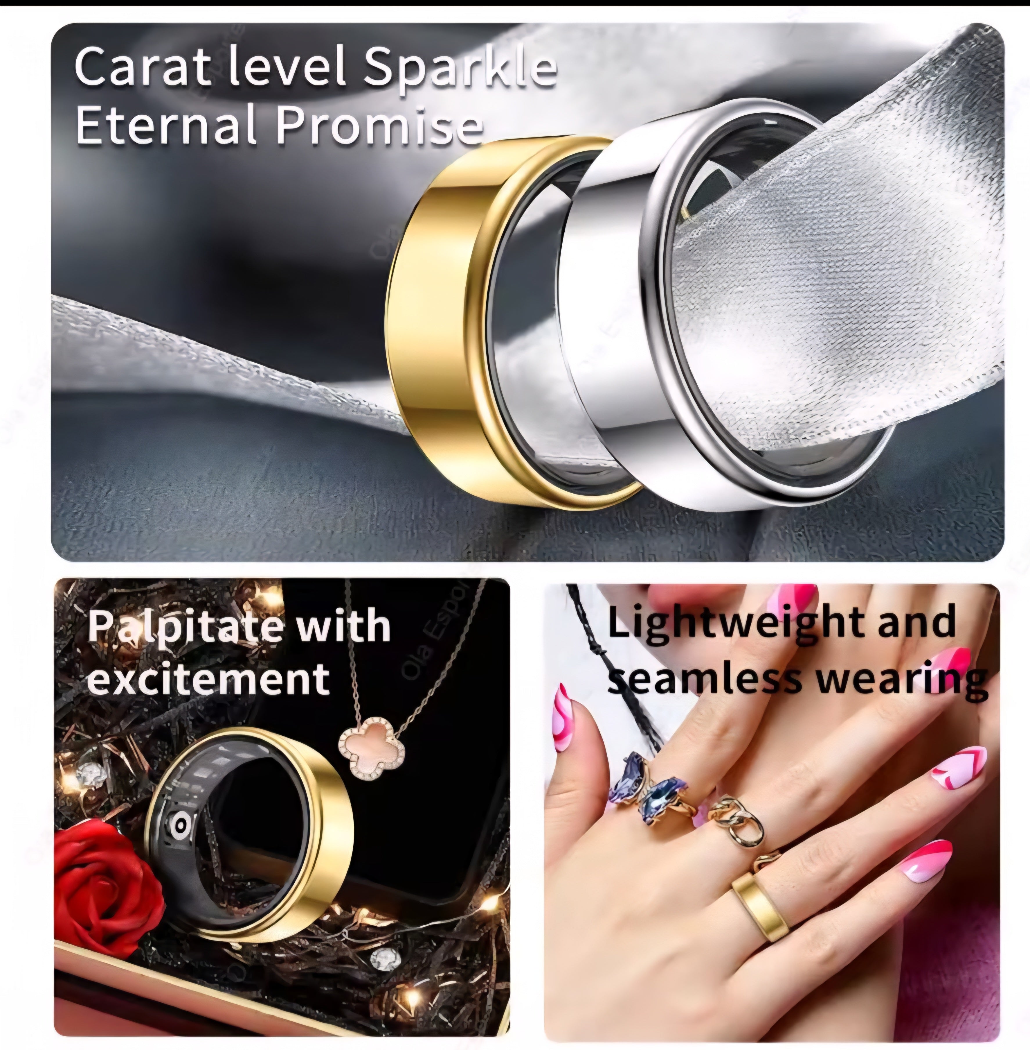 2025 New Smart Ring Men Women, Heart Rate and Blood Oxygen Monitor Smartring IP68 & 5ATM Waterproof, Multi-sport Mode Rings Man