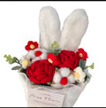 1PC Cotton Rope Artificial Roses Bouquet Handmade Rabbit Ear Knitted Plush Flower Bun.v