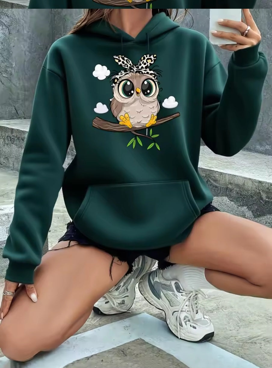 Basic Polyester Hoodie Alphabet Print 100% Polyester Women's Autumn and Winter Comfortable Pullover Crewneck Loose Female Clothes