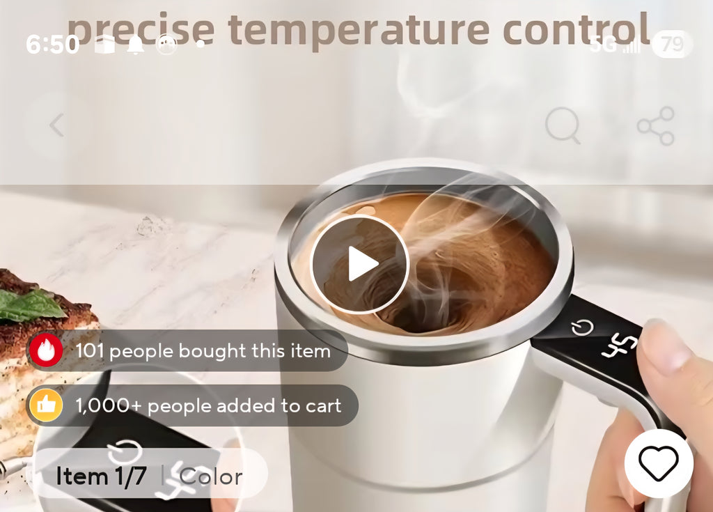 Smart mixing coffee cup, LED display, USB charging, magnetic mixing function