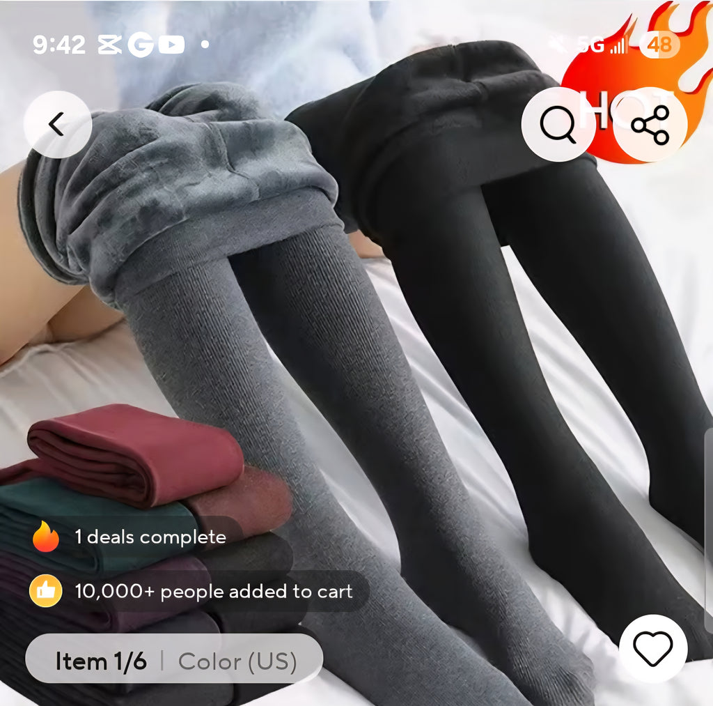 Women's Thermal Winter Tights Fleece Lined Sheer Velvet Pantyhose Thick Warm Leggings