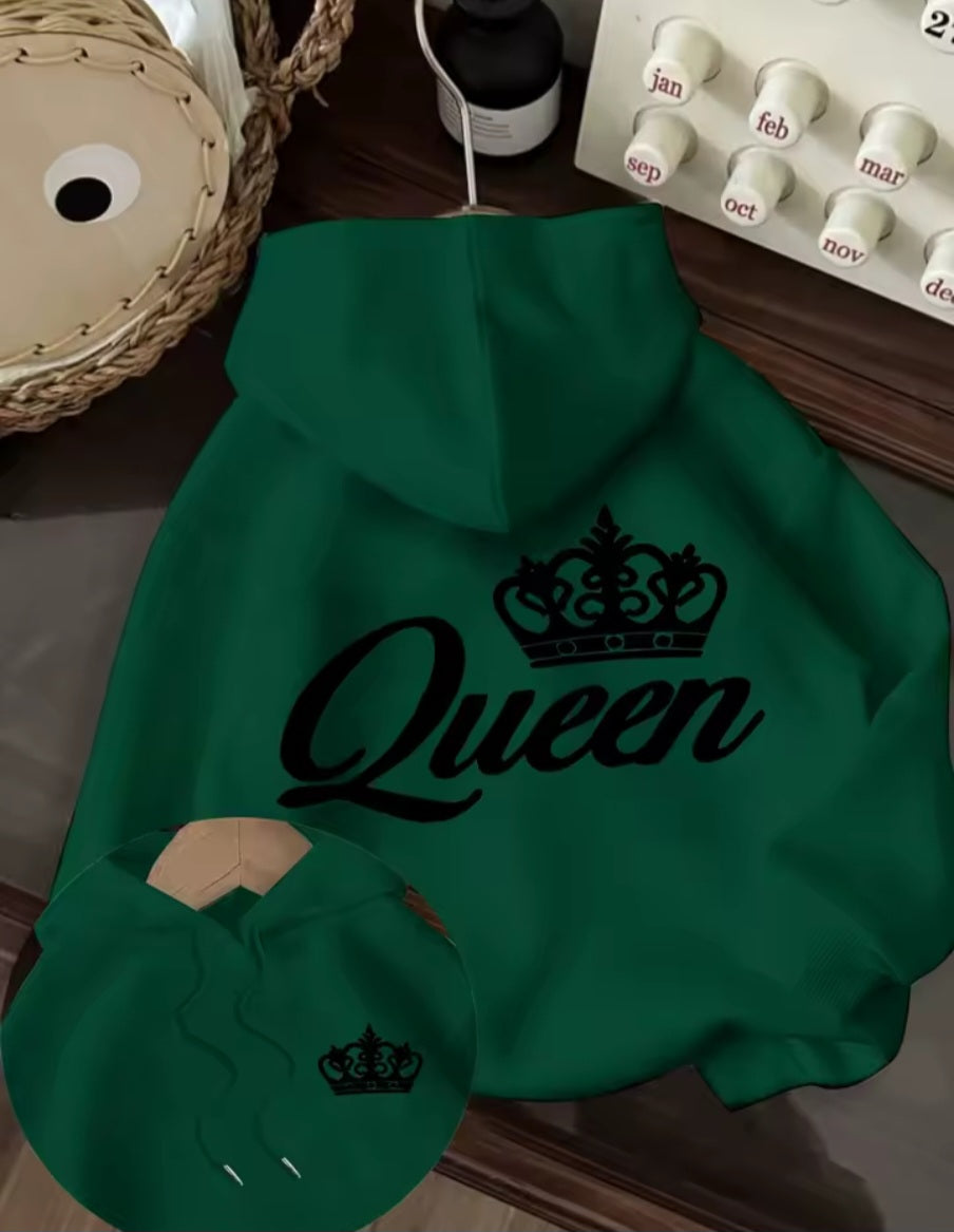 Basic Polyester Hoodie Alphabet Print 100% Polyester Women's Autumn and Winter Comfortable Pullover Crewneck Loose Female Clothes