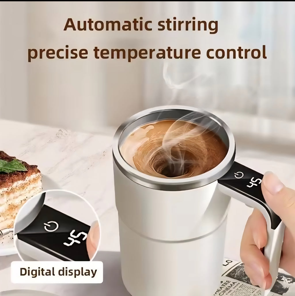 Smart mixing coffee cup, LED display, USB charging, magnetic mixing function